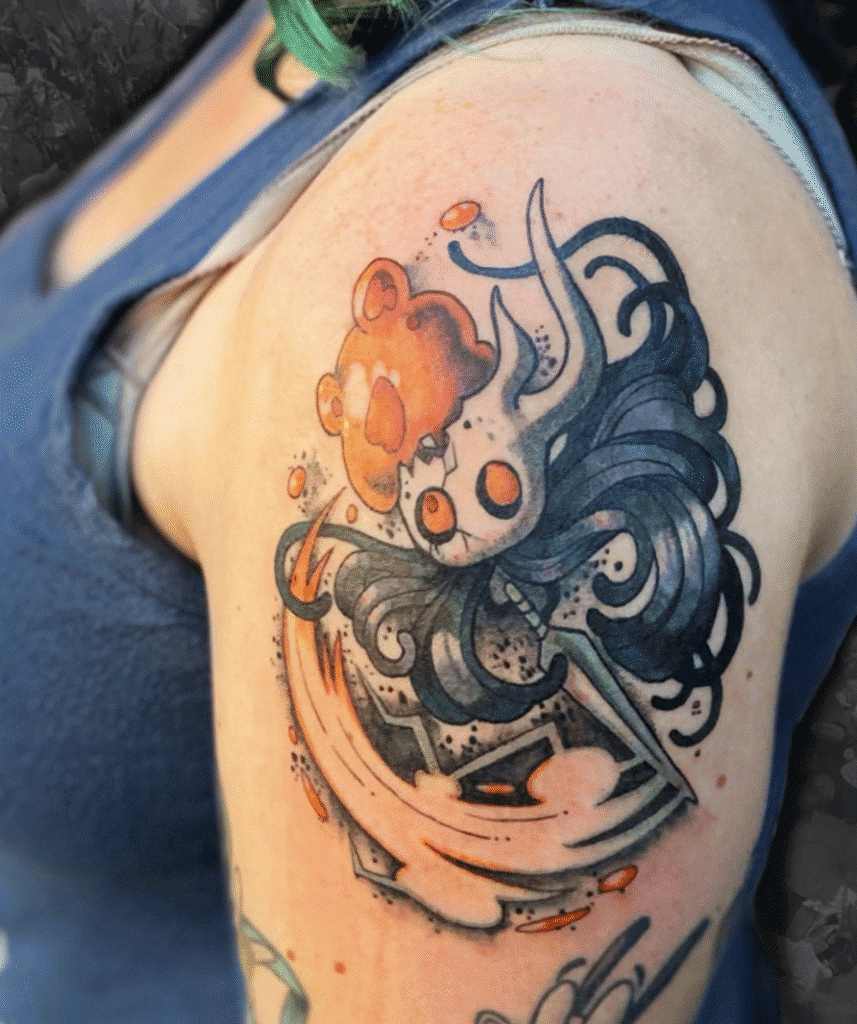 Black Orange Broken Vessel Hollow Knight Tattoo
