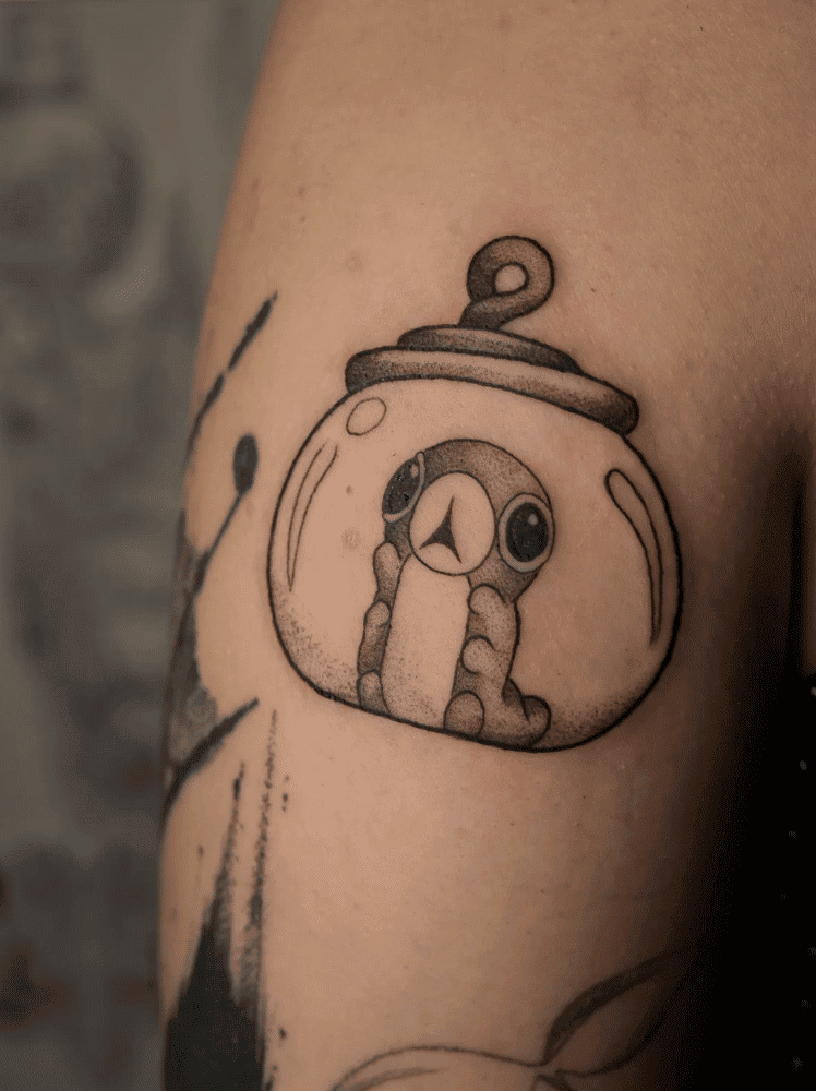 Cartoon Grub Hollow Knight Tattoo