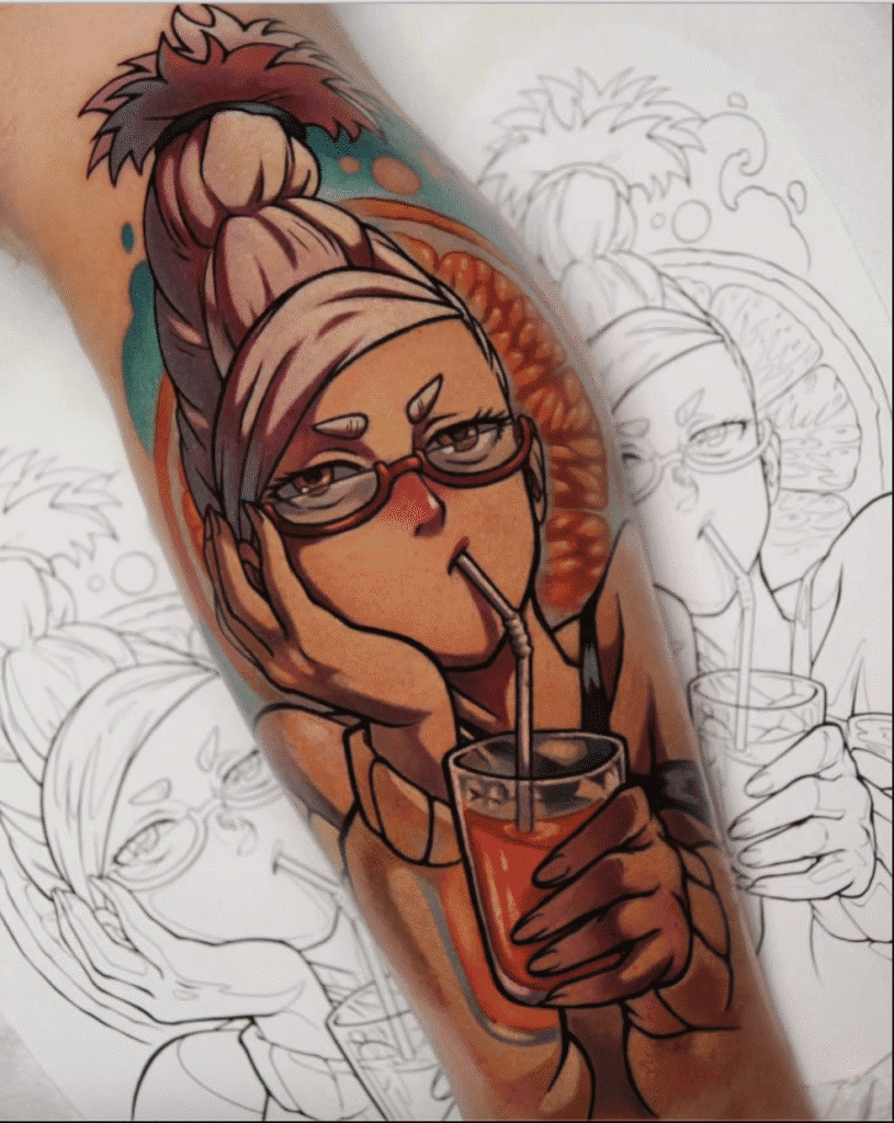Drinking Seikyo Ayase Dandadan Tattoo