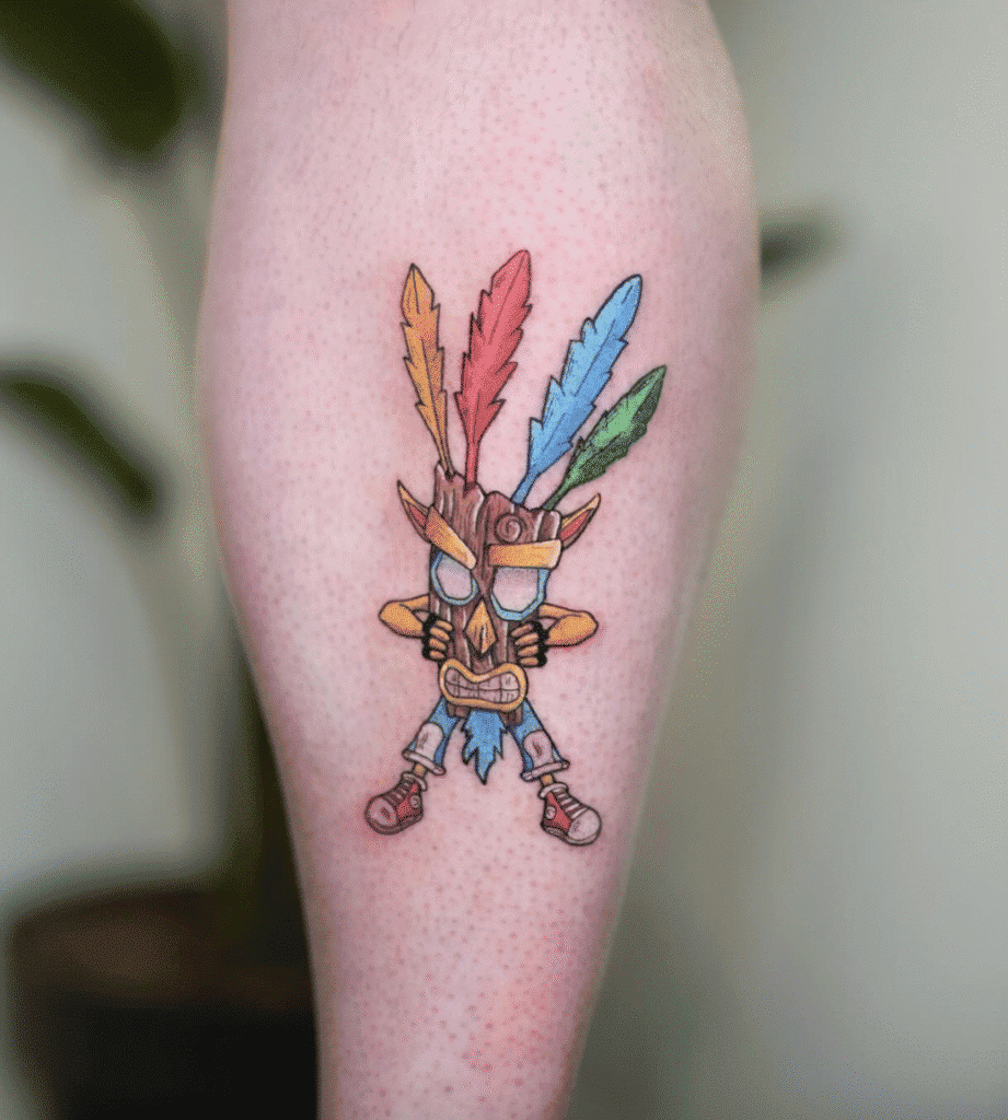 Aku Aku Crash Bandicoot Video Game Tattoo