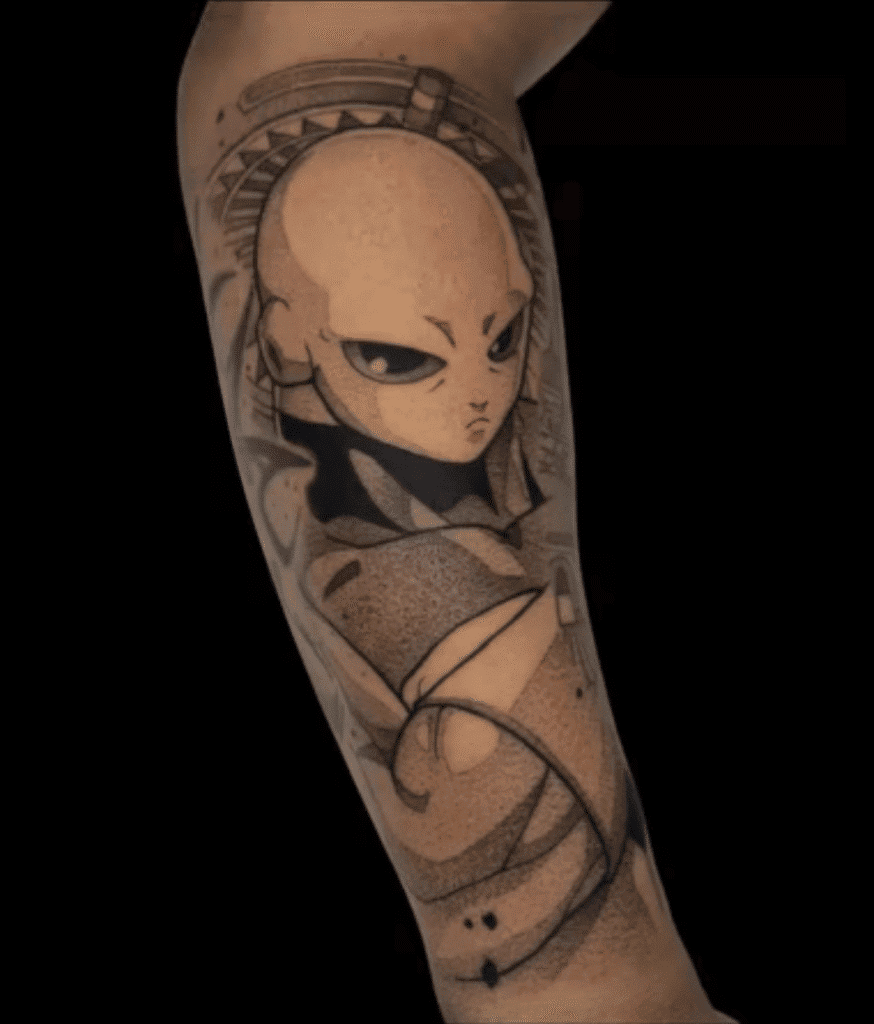 Black and White Jiren Dragon Ball Tattoo