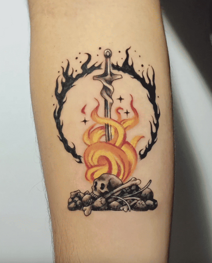 Bonfire Soulsborne Three Tattoo