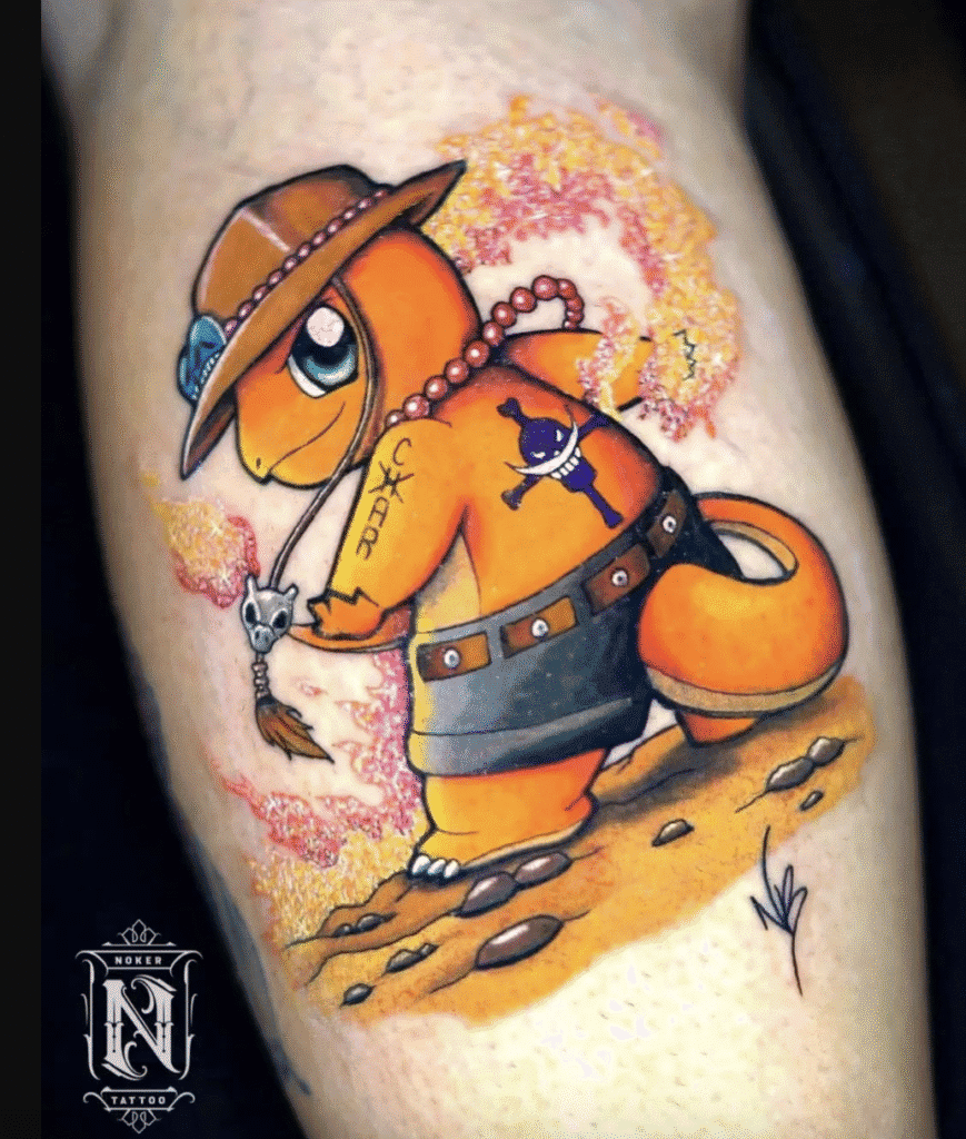 Charmander Pokémon X One Piece Tattoo