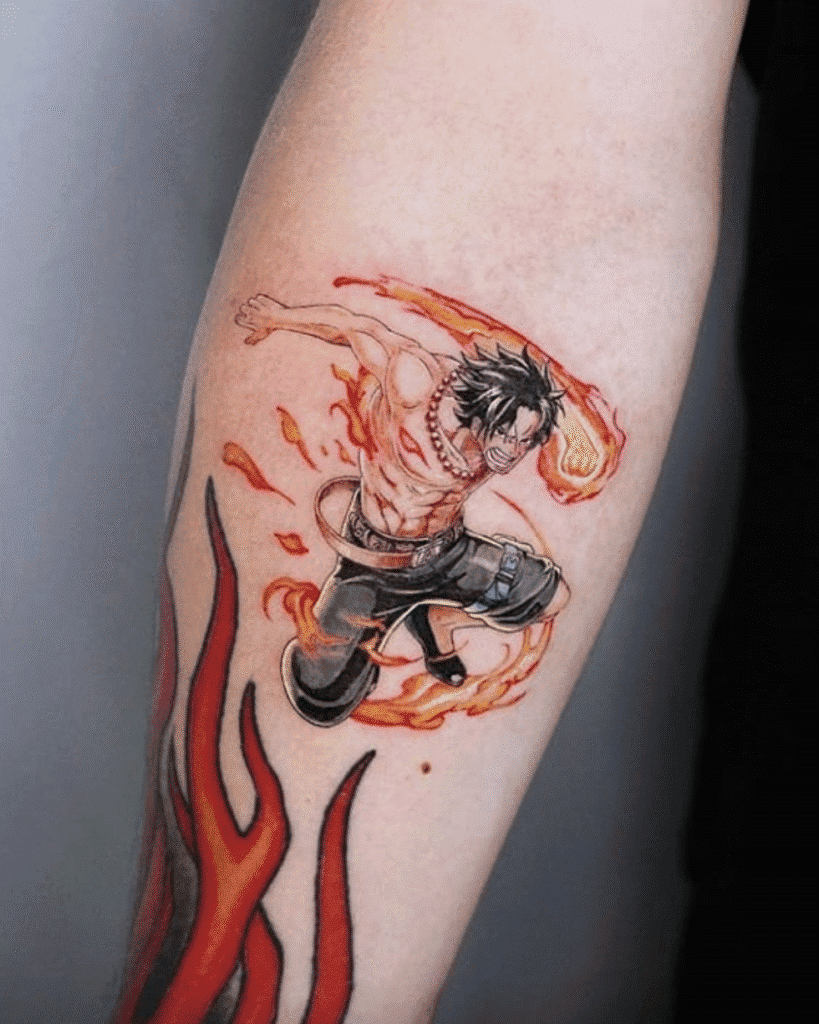 Colour Portgas. D. Ace One Piece Tattoo