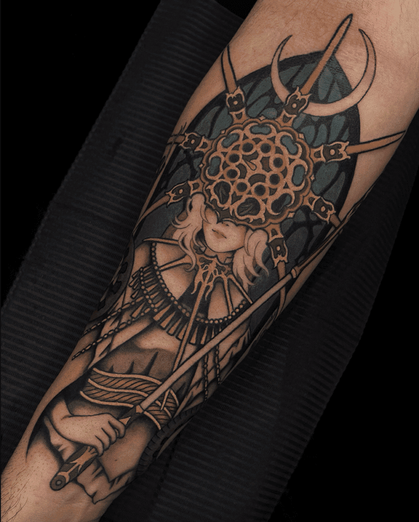 Dark Sun Gwyndolin Three Soulsborne Tattoo