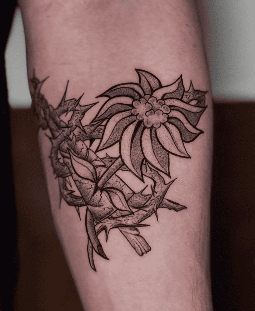 Delicate Flower Thorns Hollow Knight Tattoo