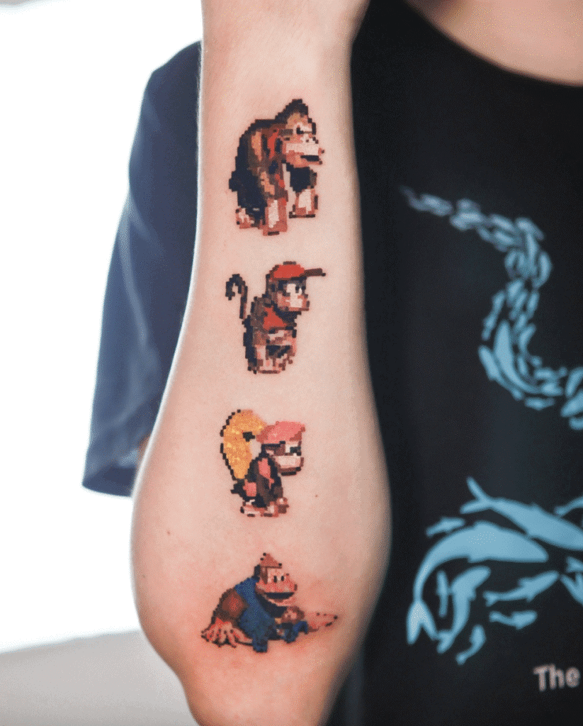 Donkey Kong Family Video Game Tattoo