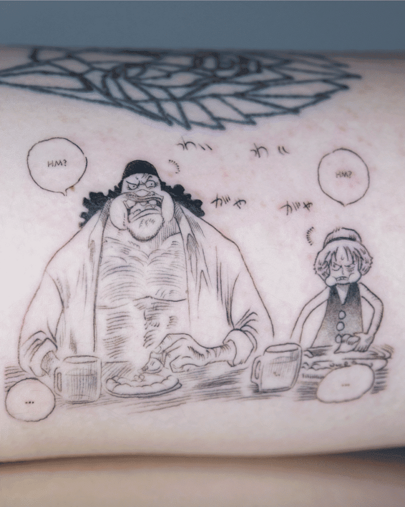 Luffy with Marshall D. Teach One Piece Tattoo