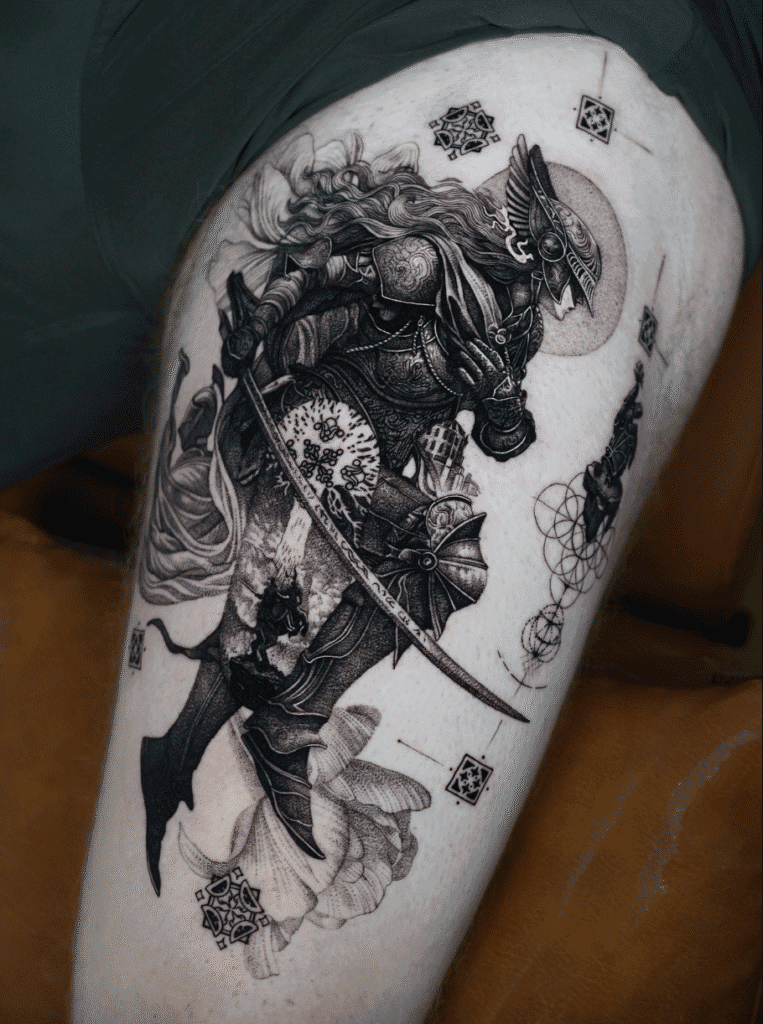 Malenia Soulsborne Four Tattoo