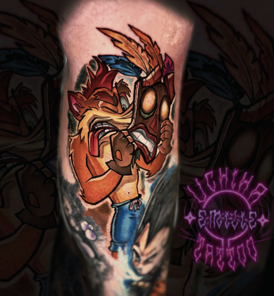 Mask Crash Bandicoot Video Game Tattoo