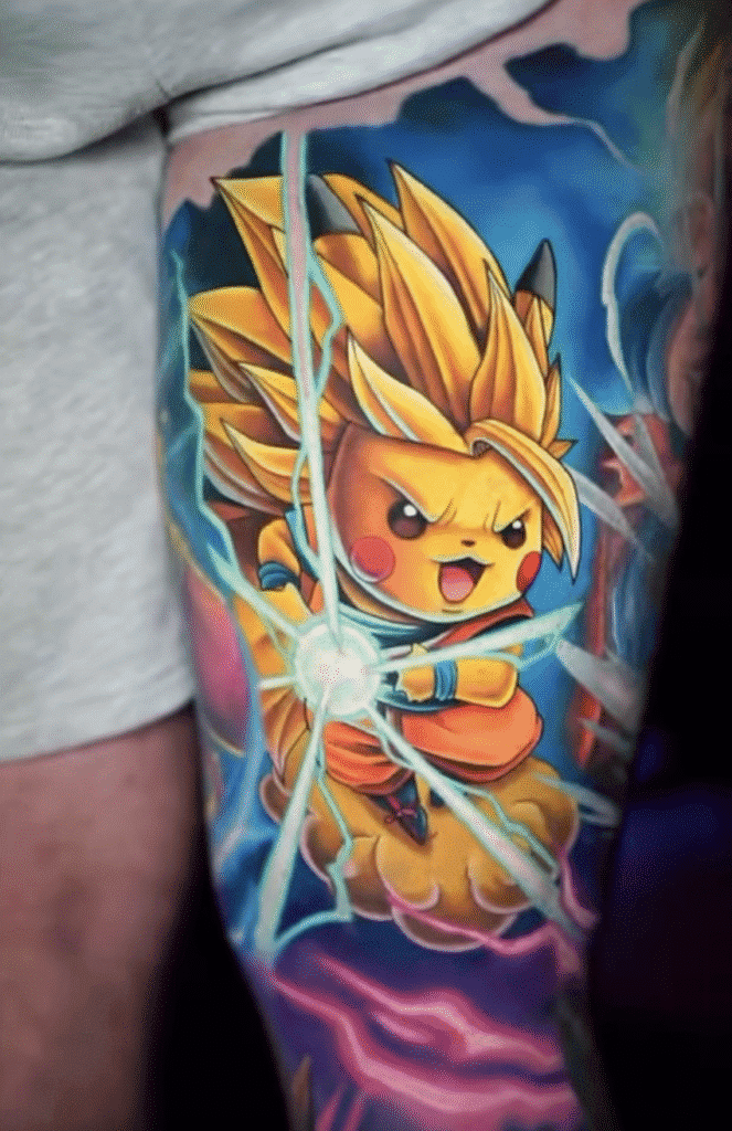 Pikachu Pokémon X Dragon Ball Tattoo