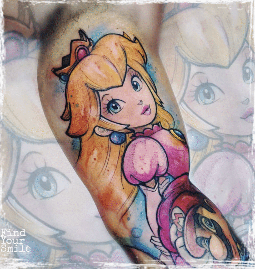 Princess Peach Video Game Tattoo
