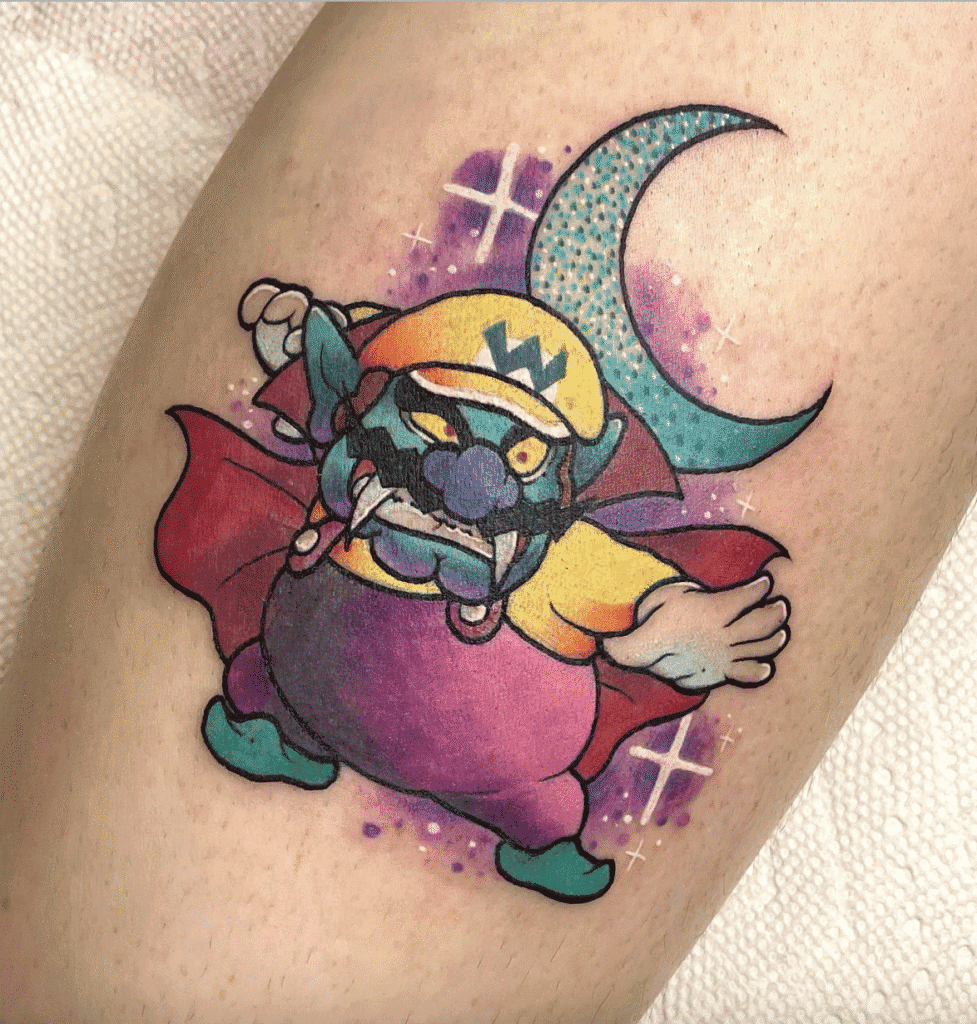 Vampire Wario Video Game Tattoo