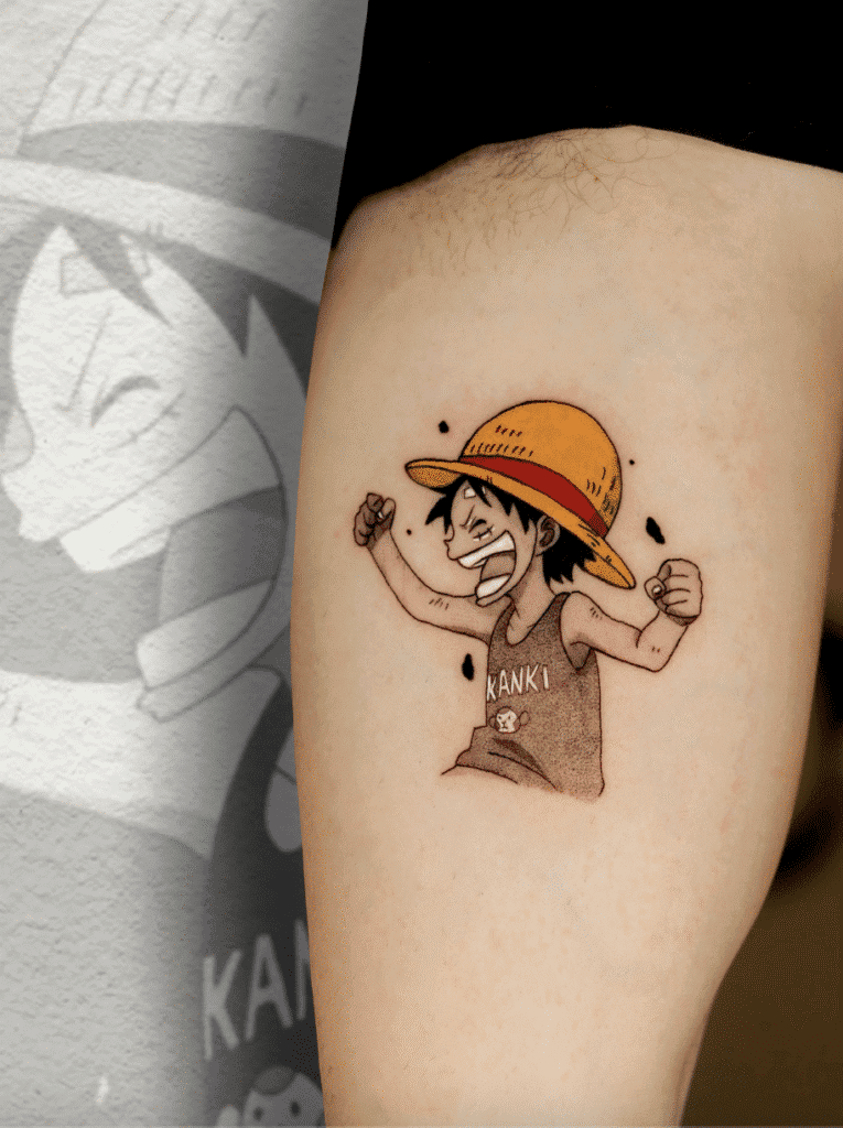 Young Monkey. D. Luffy One Piece Tattoo