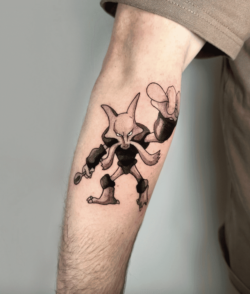Alakazam Spoon Johto Pokémon Tattoo
