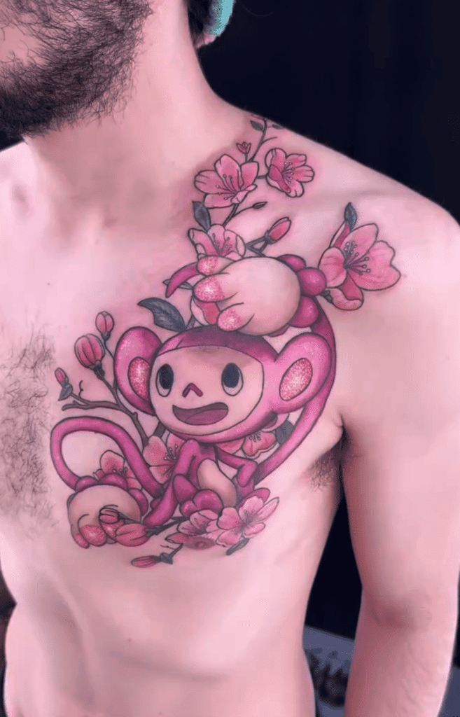 Ambipom Flower Sinnoh Pokémon Tattoo