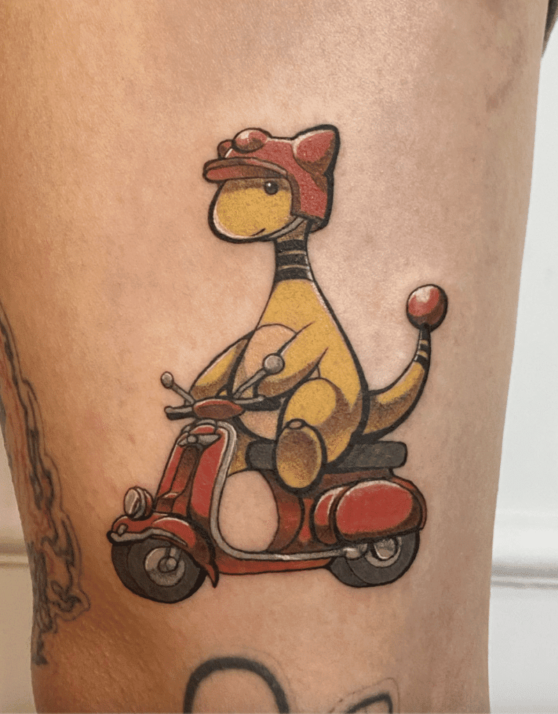 Ampharos Scooter Johto Pokémon Tattoo