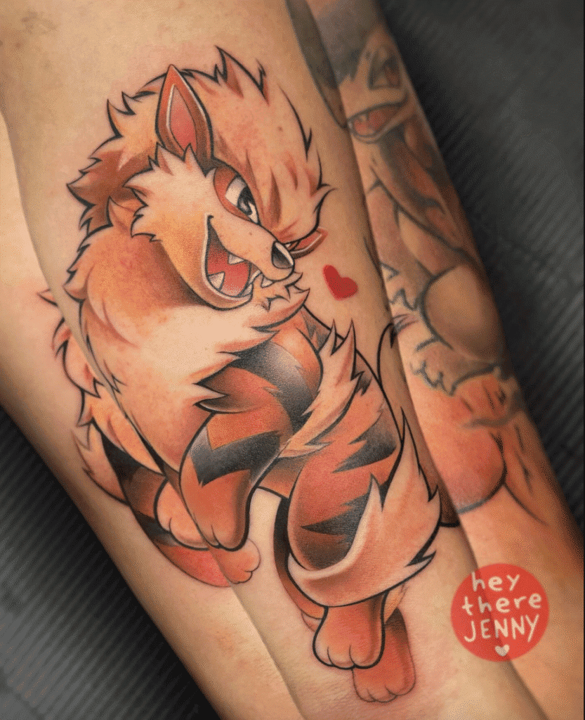 Arcanine Cute Johto Pokémon Tattoo