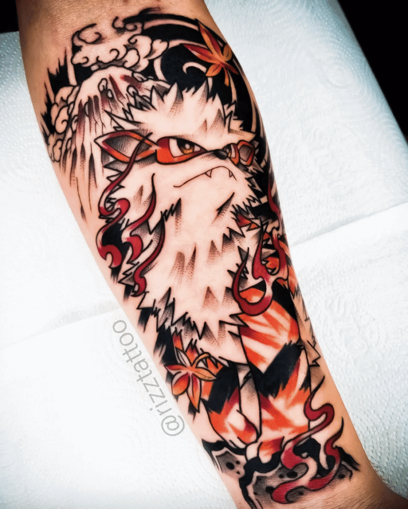 Arcanine Japanese Johto Pokémon Tattoo