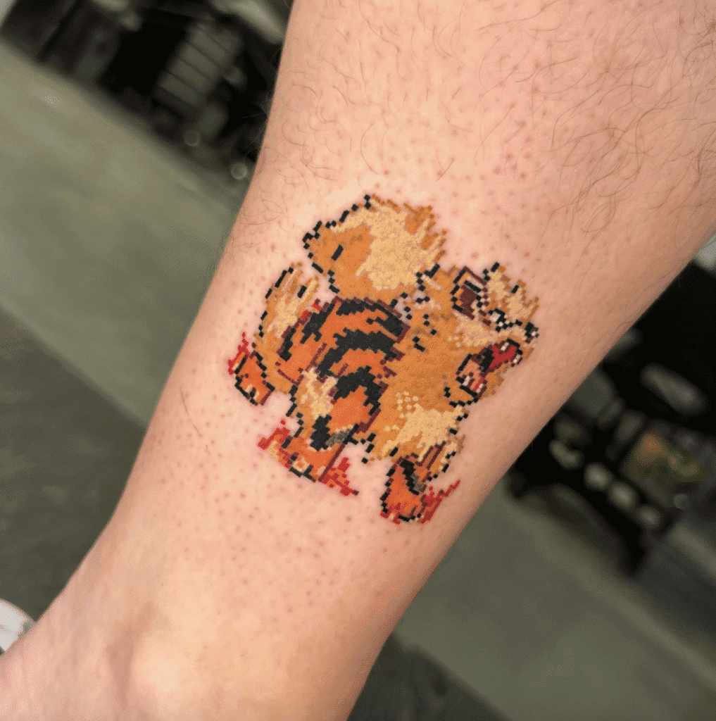 Arcanine Pixel Johto Pokémon Tattoo