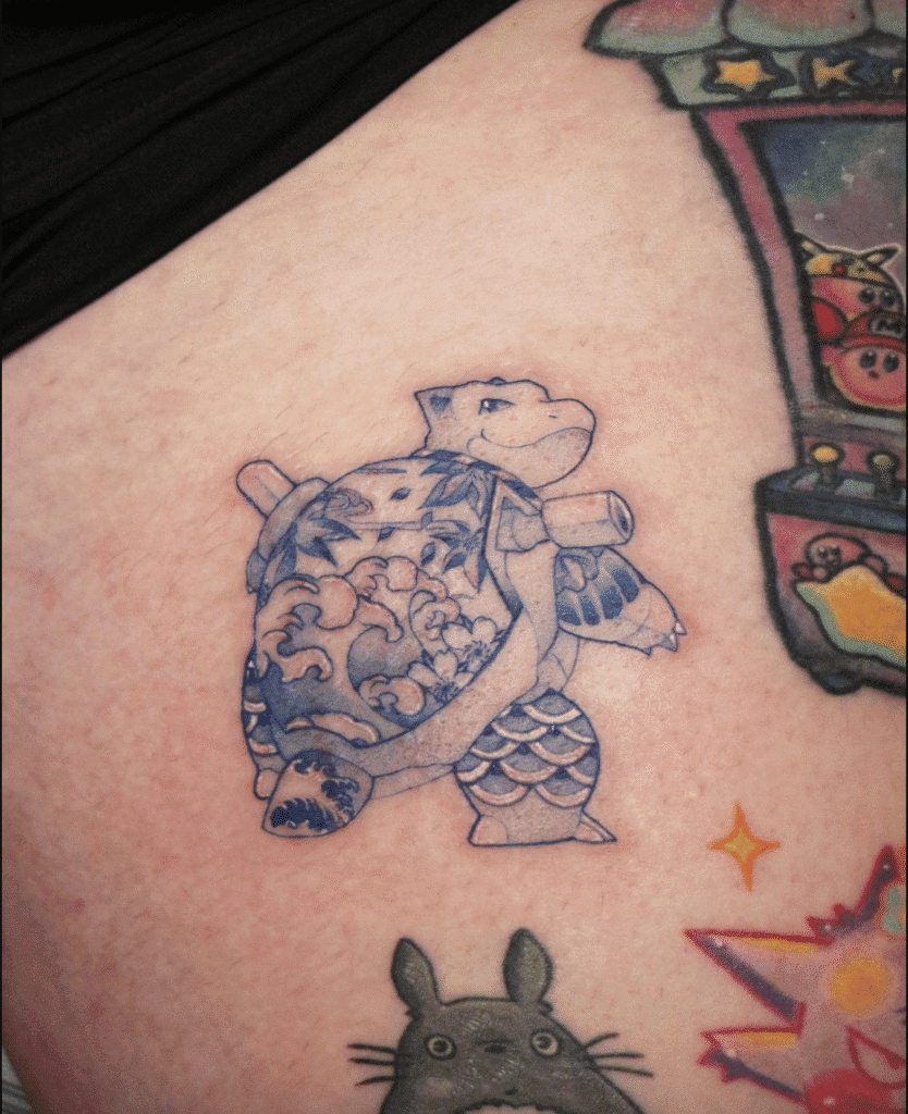Blastoise Porcelain Johto Pokémon Tattoo