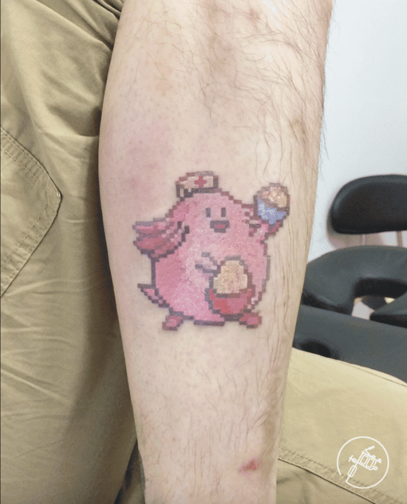 Chansey Pixel Johto Pokémon Tattoo