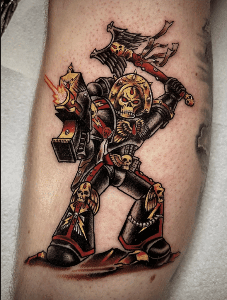 Chaplain Warhammer Gold 40k Tattoo
