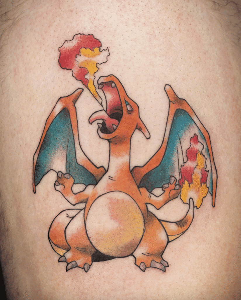 Charizard Classic Johto Pokémon Tattoo