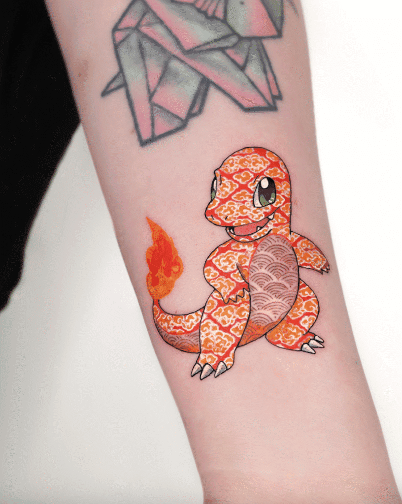 Charmander Pattern Johto Pokémon Tattoo