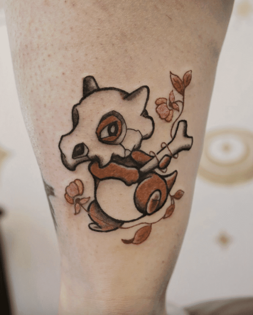 Cubone Flower Johto Pokémon Tattoo