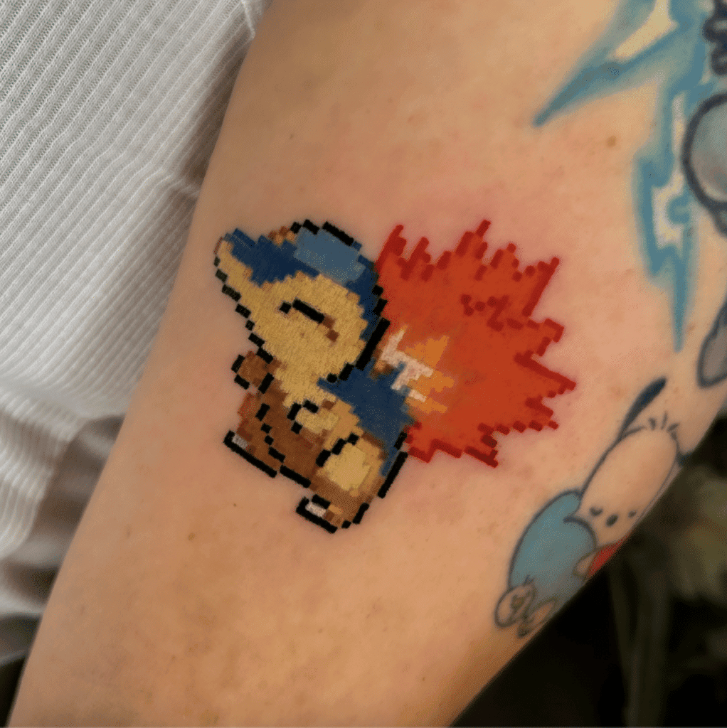Cyndaquil Pixel Johto Pokémon Tattoo