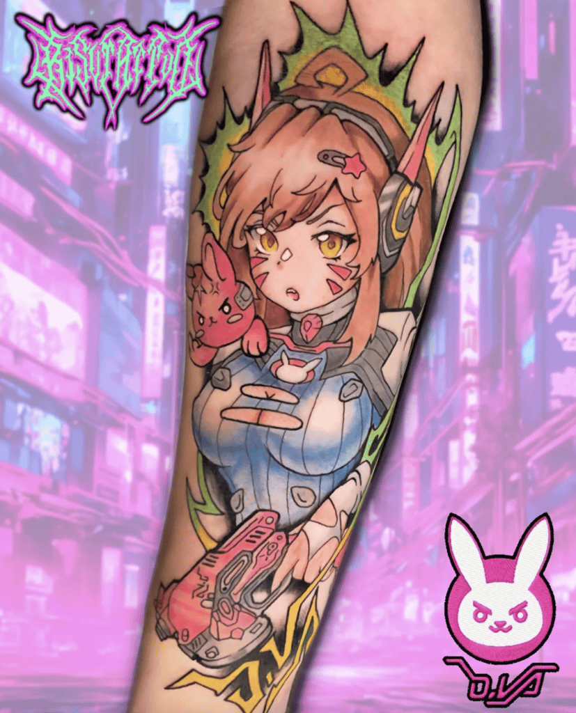 D.Va Cartoon Overwatch Tattoo