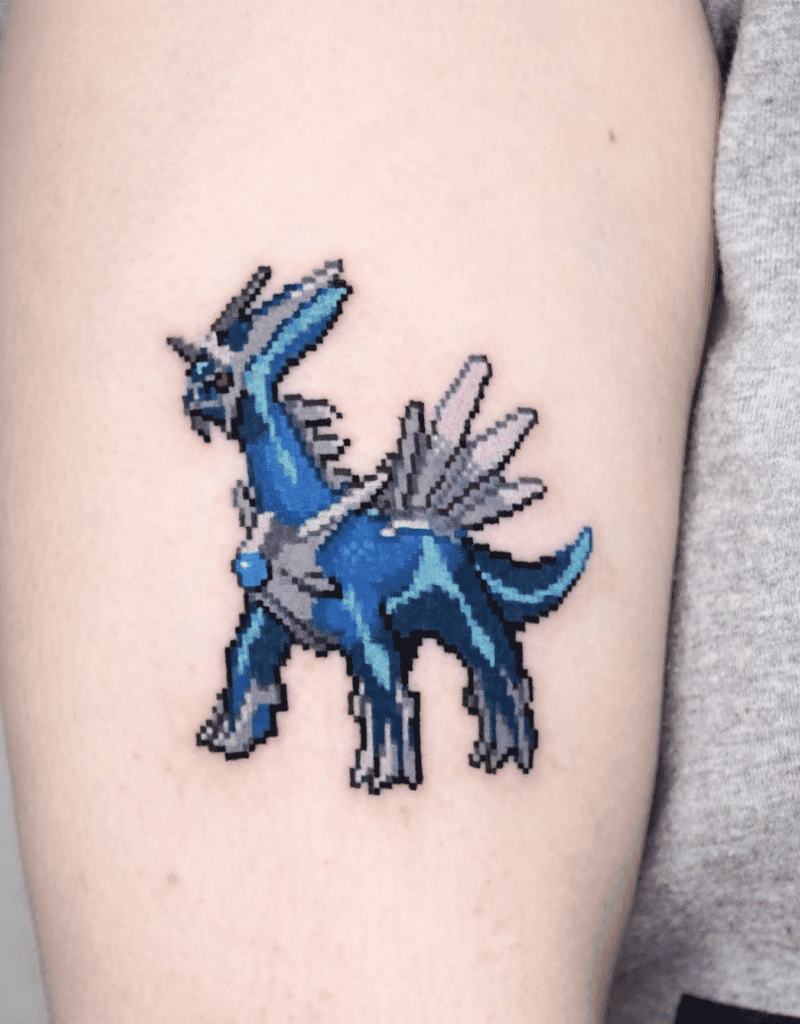 Dialga Pixel Sinnoh Pokémon Tattoo
