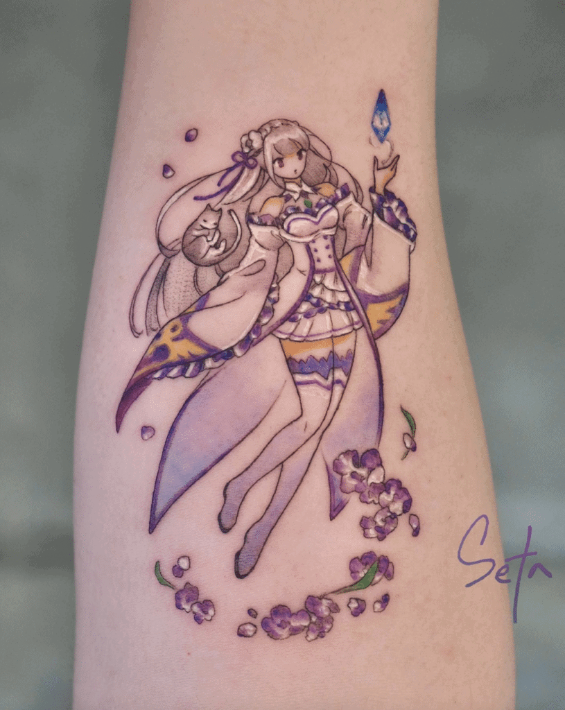 Emilia Cute Re Zero Tattoo