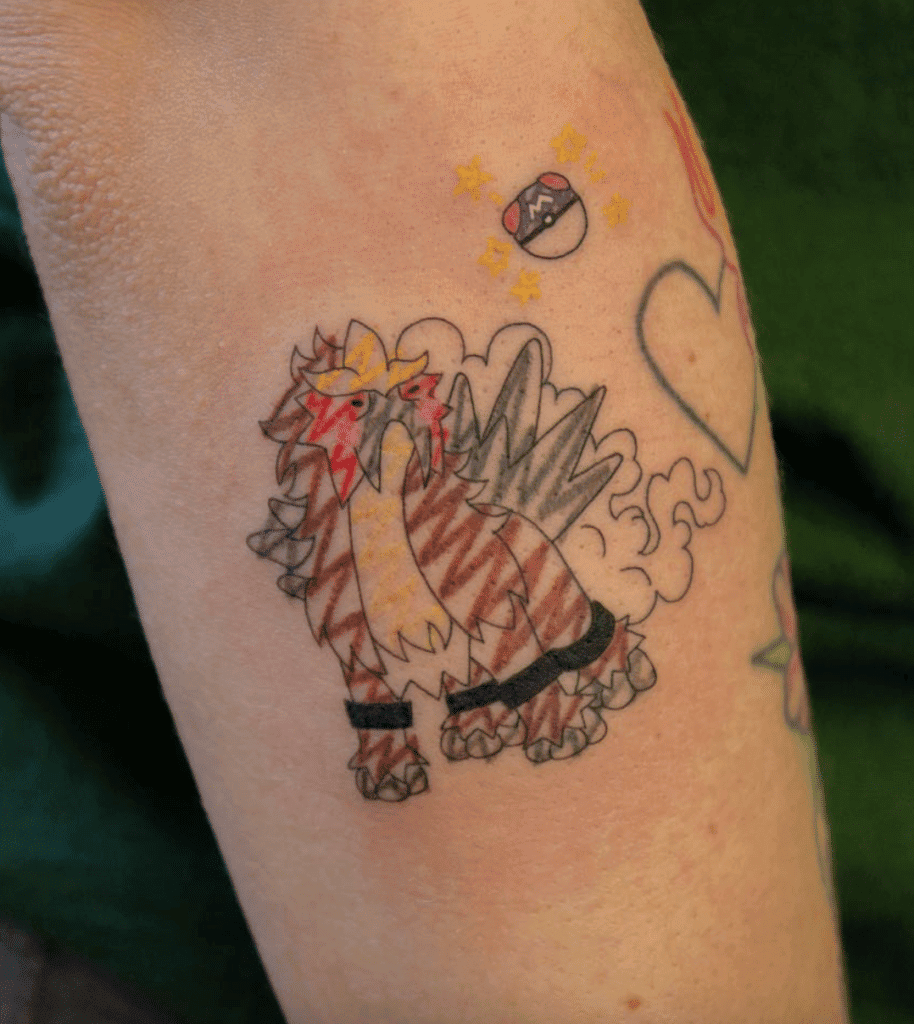 Entei Scribble Johto Pokémon Tattoo