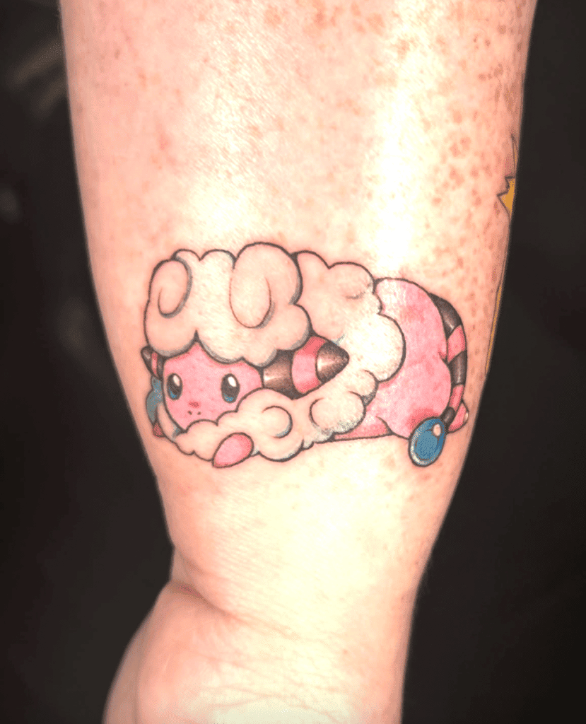 Flaaffy laying Johto Pokémon Tattoo