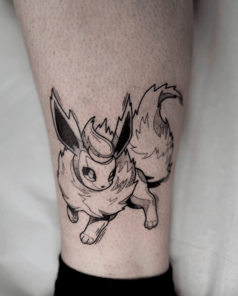Flareon Black Johto Pokémon Tattoo