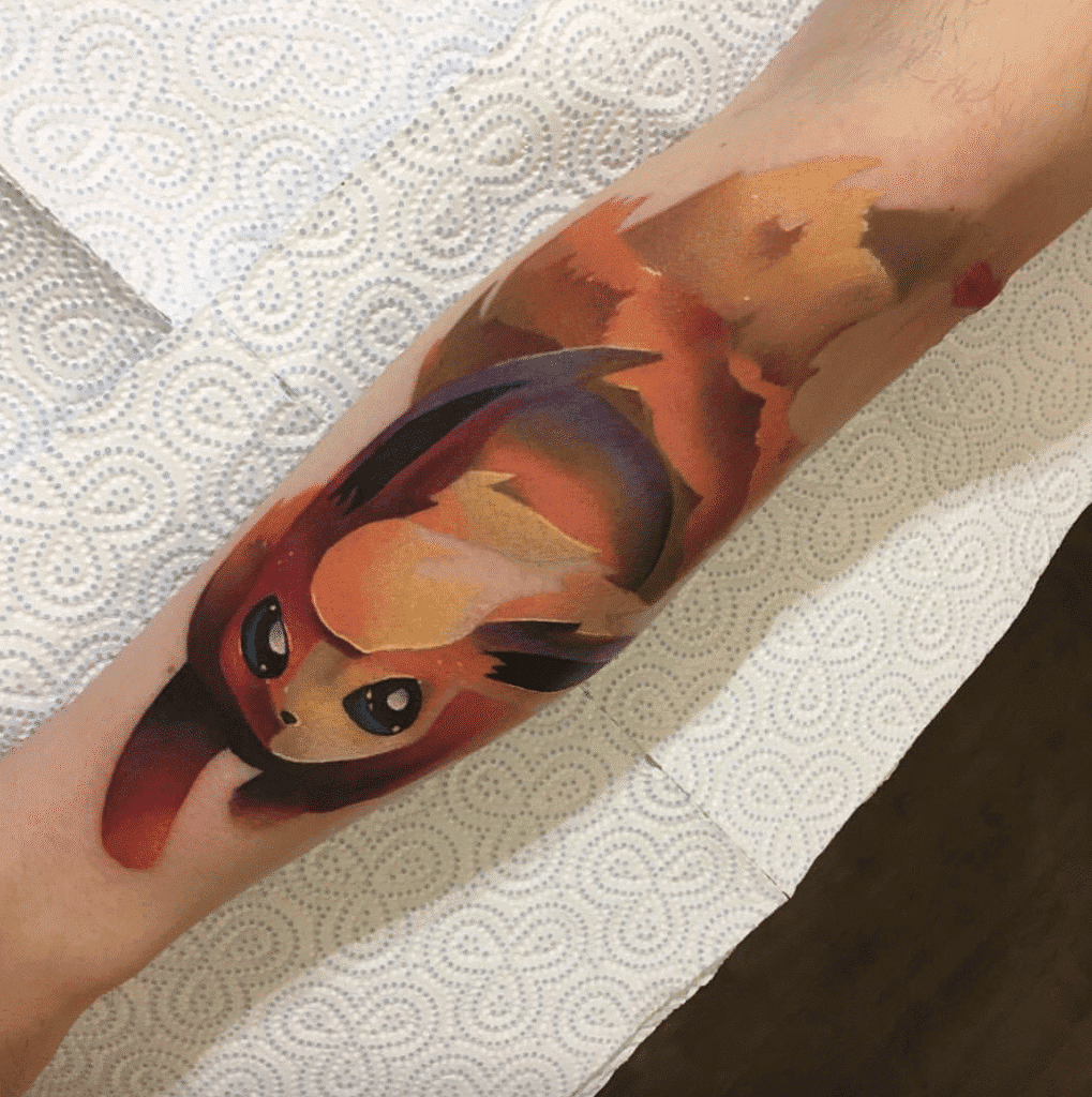 Flareon Paint Johto Pokémon Tattoo