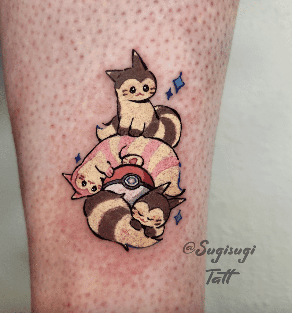 Furret Pokéball Johto Pokémon Tattoo