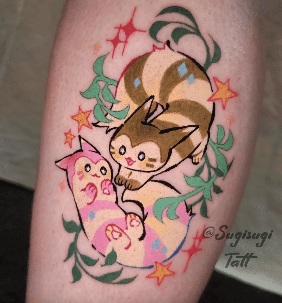 Furret Shiny Johto Pokémon Tattoo