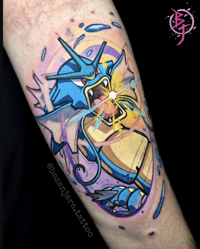 Gyarados Beam Johto Pokémon Tattoo