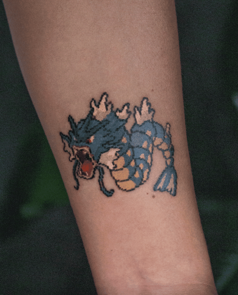 Gyarados Pixel Johto Pokémon Tattoo