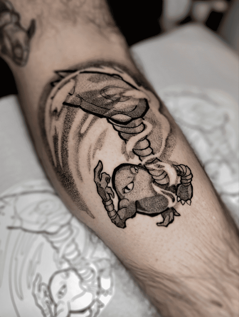 Hitmonlee Kick Johto Pokémon Tattoo