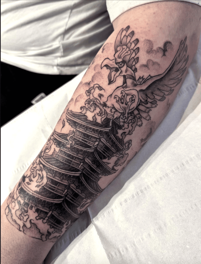 Ho-Oh Tower Johto Pokémon Tattoo