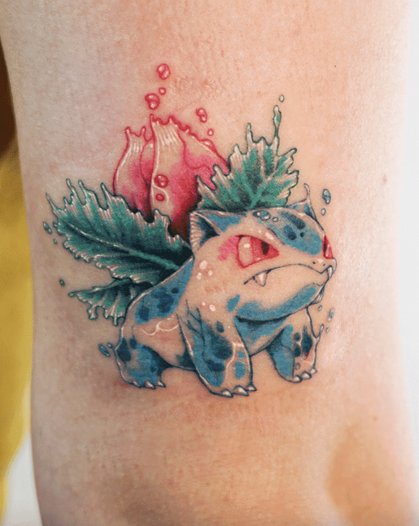 Ivysaur wave Johto Pokémon Tattoo