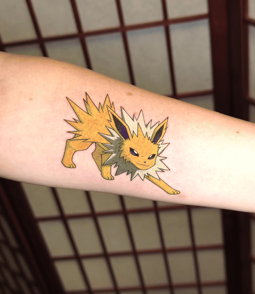 Jolteon Crouch Johto Pokémon Tattoo