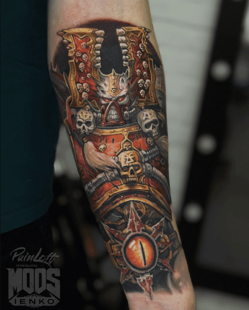 Kharn the Betrayer Colour Warhammer 40k Tattoo