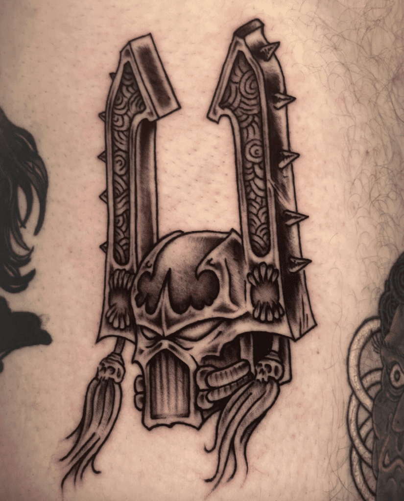 Kharn the Betrayer Head Warhammer 40k Tattoo