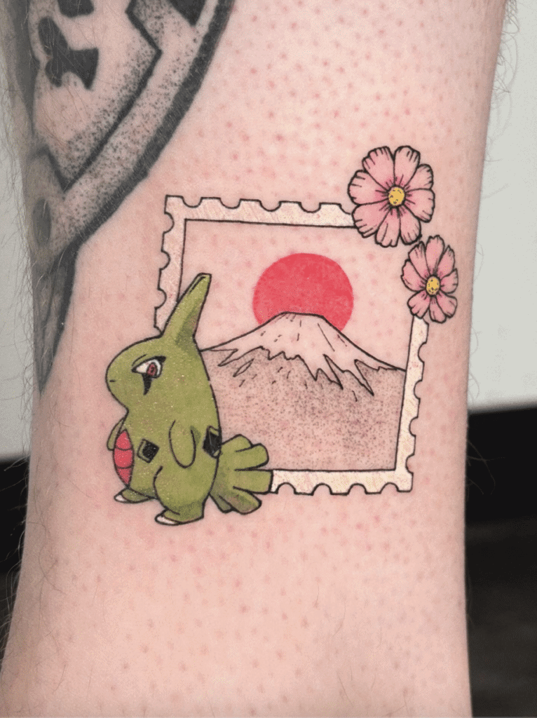 Larvitar Stamp Johto Pokémon Tattoo
