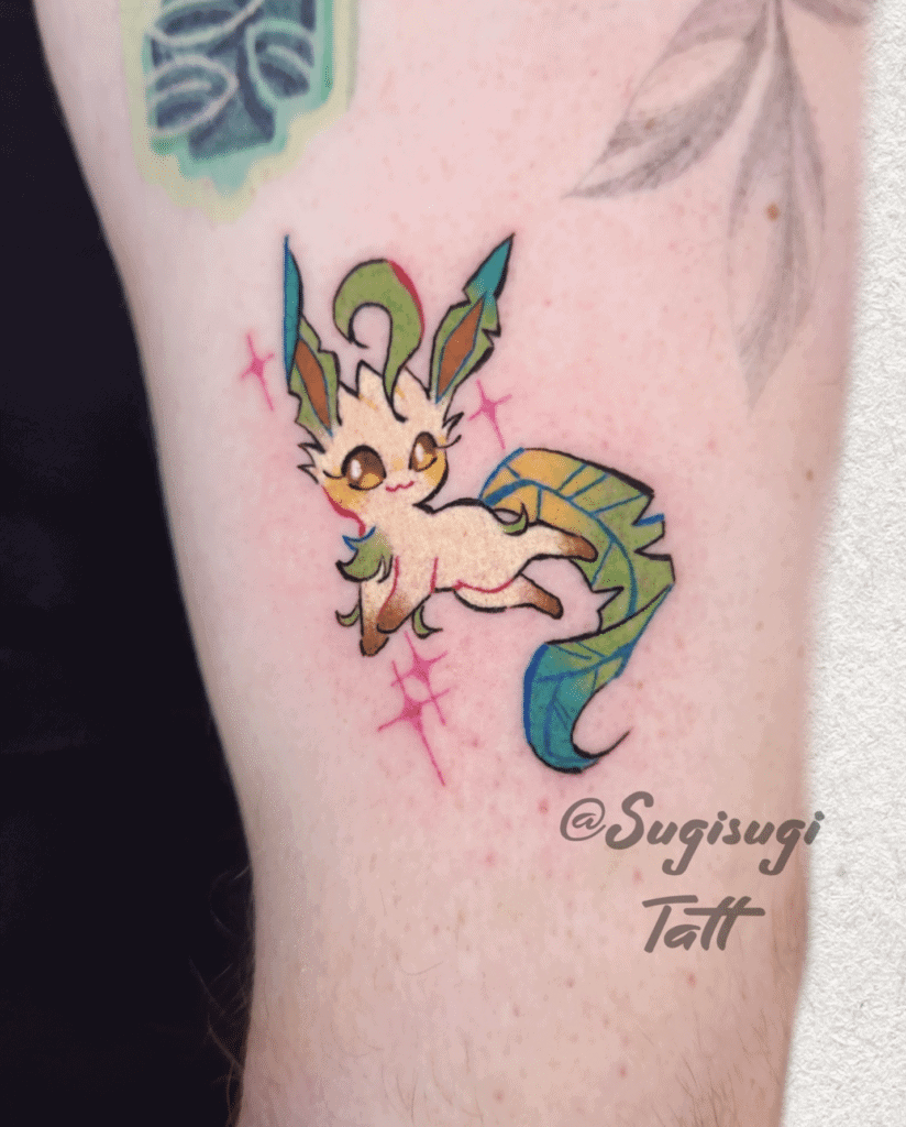 Leafeon Cute Sinnoh Pokémon Tattoo